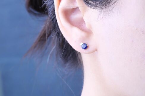 Gin & Grace 10K White Gold Genuine Blue Sapphire Round Stud Earring for Women. in Saudi Arabia