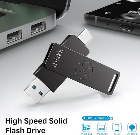 【for iPhone 15 Series】 iDiskk 512GB Super Fast Solid State Flash Drive Photo Stick,USB C iPad, MacBook,Laptops,Android Phones and Windows Computer, Up to 1000MB/S in Saudi Arabia