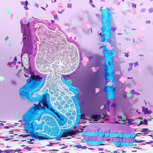 Liliful Mermaid Pinata Bundle 15.7 Inch Mermaid Pinata with Blindfold and Bat Mermaid Party Supplies Mermaid Birthday Decoration for Girl Under the Sea Mermaid Theme Birthday Party Carnival Activity in Saudi Arabia