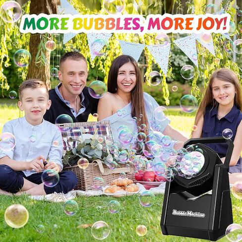 Automatic Bubble Machine, Bubble Blower for Kids Toddlers Batteries Bubble Toys 18000+ Bubbles Per Minute, Portable 90° Bubble Maker with Light Effect for Parties, Birthday, Wedding, Christmas, Black in Saudi Arabia
