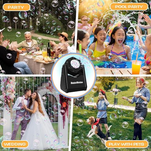 Automatic Bubble Machine, Bubble Blower for Kids Toddlers Batteries Bubble Toys 18000+ Bubbles Per Minute, Portable 90° Bubble Maker with Light Effect for Parties, Birthday, Wedding, Christmas, Black in Saudi Arabia