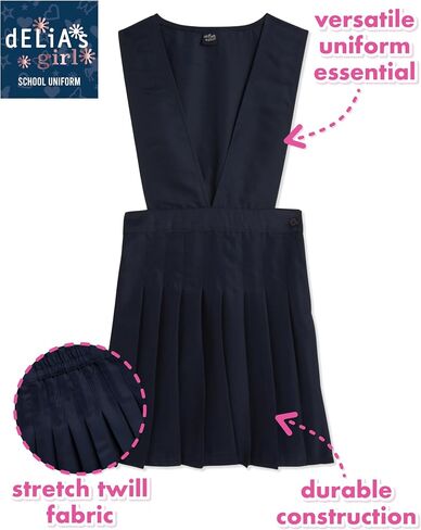 dELiA*s Girls' School Uniform Dress - 2 Pack Sleeveless Stretch Twill Jumper Dress - Pleated Uniform Dress for Girls (4-16) in Saudi Arabia
