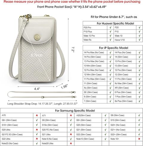 Kattee المرأة Crossbody محفظة الهاتف الخليوي تتفاعل حجب بولي Leather الجلود محفظة الهاتف الصغيرة المحافظ حقائب اليد حامل بطاقة أكياس in Kuwait