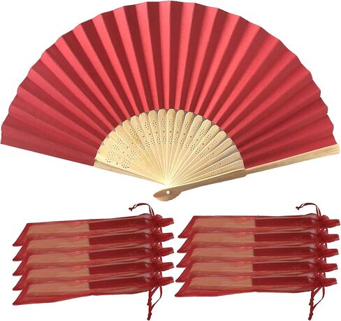 Rangebow Pack of 10 Wholesale Paper Hand Fan Bamboo Ribs Wedding Party Favour (Black) in Saudi Arabia
