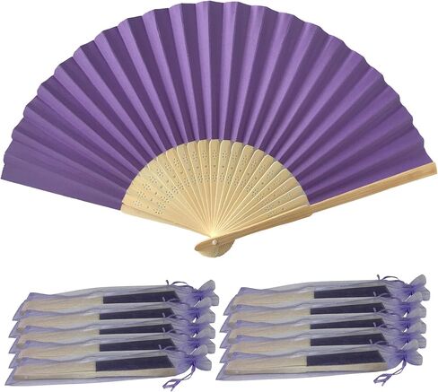 Rangebow Pack of 10 Wholesale Paper Hand Fan Bamboo Ribs Wedding Party Favour (Black) in Saudi Arabia