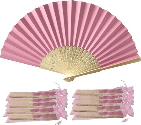 Rangebow Pack of 10 Wholesale Paper Hand Fan Bamboo Ribs Wedding Party Favour (Black) in Saudi Arabia