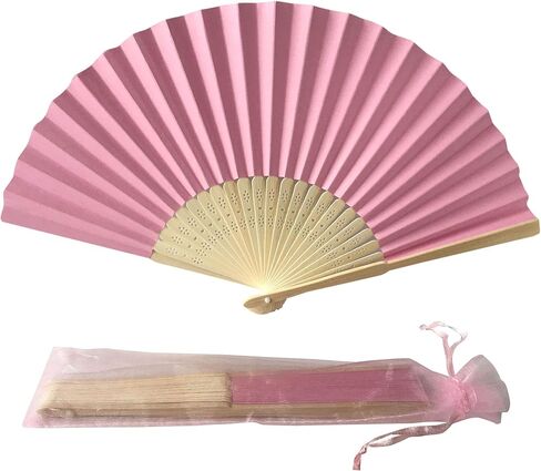 Rangebow Pack of 10 Wholesale Paper Hand Fan Bamboo Ribs Wedding Party Favour (Black) in Saudi Arabia