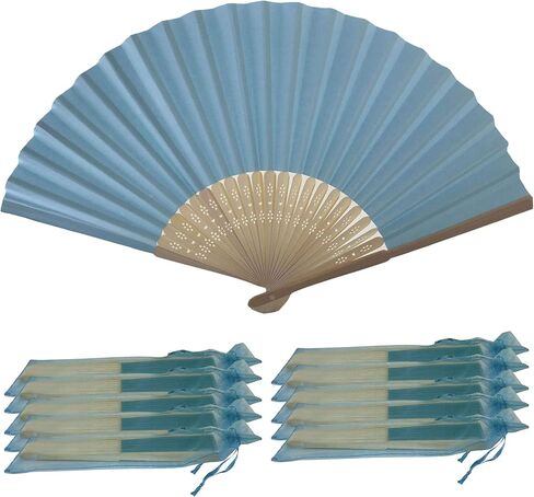Rangebow Pack of 10 Wholesale Paper Hand Fan Bamboo Ribs Wedding Party Favour (Black) in Saudi Arabia