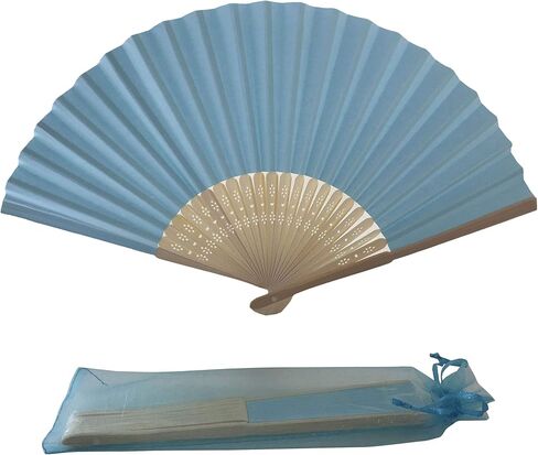 Rangebow Pack of 10 Wholesale Paper Hand Fan Bamboo Ribs Wedding Party Favour (Black) in Saudi Arabia