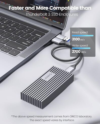 ORICO NVMe SSD Enclosure 40Gbps M.2 إلى USB-C محول لـ NVMe M-Key 4TB SSD 2280، حافظة SSD خارجية من الألومنيوم M2، متوافقة مع Thunderbolt 3/4 USB3.2/3.1/3.0/Type C -M234-GY-V1 in Kuwait