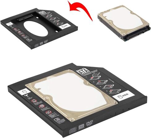 محول علبة محرك الأقراص الصلبة SSD HDD مقاس 2.5 بوصة مع إطار، حاوية SATA HDD SSD محرك القرص الصلب Bay Caddy محول DVD بصري لأجهزة الكمبيوتر المحمول (12.7 مم) in Saudi Arabia