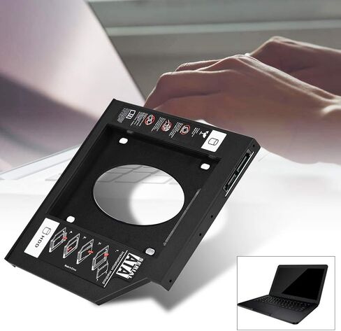 محول علبة محرك الأقراص الصلبة SSD HDD مقاس 2.5 بوصة مع إطار، حاوية SATA HDD SSD محرك القرص الصلب Bay Caddy محول DVD بصري لأجهزة الكمبيوتر المحمول (12.7 مم) in Saudi Arabia