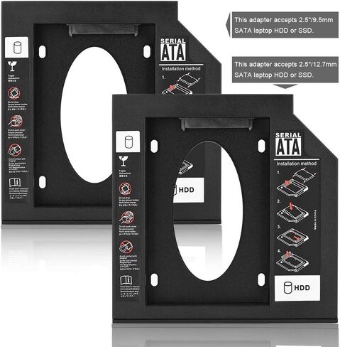 محول علبة محرك الأقراص الصلبة SSD HDD مقاس 2.5 بوصة مع إطار، حاوية SATA HDD SSD محرك القرص الصلب Bay Caddy محول DVD بصري لأجهزة الكمبيوتر المحمول (12.7 مم) in Saudi Arabia