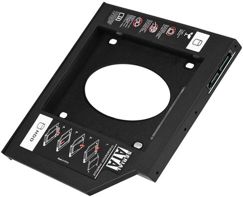 محول علبة محرك الأقراص الصلبة SSD HDD مقاس 2.5 بوصة مع إطار، حاوية SATA HDD SSD محرك القرص الصلب Bay Caddy محول DVD بصري لأجهزة الكمبيوتر المحمول (12.7 مم) in Saudi Arabia
