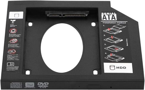 محول علبة محرك الأقراص الصلبة SSD HDD مقاس 2.5 بوصة مع إطار، حاوية SATA HDD SSD محرك القرص الصلب Bay Caddy محول DVD بصري لأجهزة الكمبيوتر المحمول (12.7 مم) in Saudi Arabia