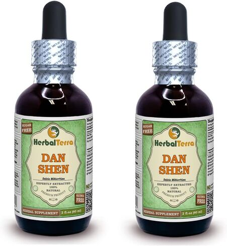 Dan Shen, Salvia (Salvia Miltiorrhiza) Glycerite, Dried Root Powder Alcohol-Free Liquid Extract 2 oz in Kuwait