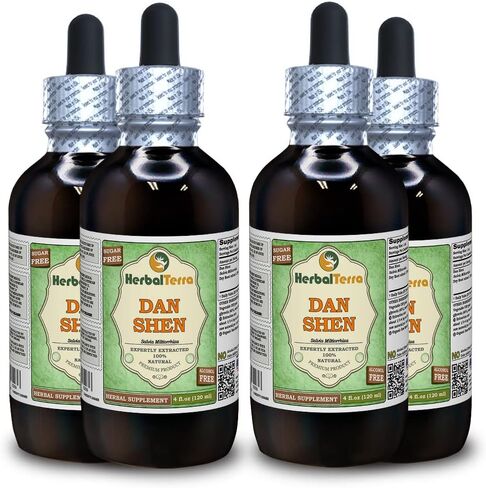 Dan Shen, Salvia (Salvia Miltiorrhiza) Glycerite, Dried Root Powder Alcohol-Free Liquid Extract 2 oz in Kuwait
