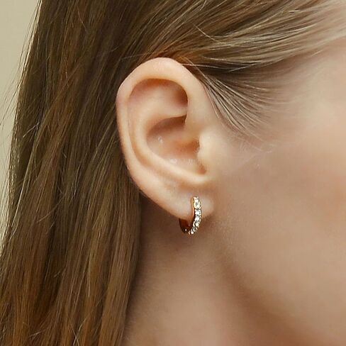 18K Gold Plated Brass Hoop Earrings With Cubic Zirconia Dainty Huggie Earrings for Women in Saudi Arabia