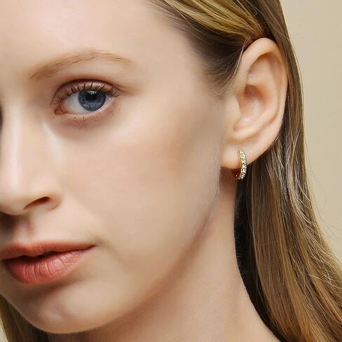 18K Gold Plated Brass Hoop Earrings With Cubic Zirconia Dainty Huggie Earrings for Women in Saudi Arabia