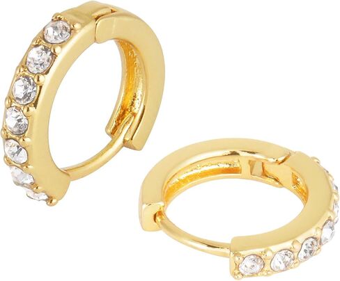 18K Gold Plated Brass Hoop Earrings With Cubic Zirconia Dainty Huggie Earrings for Women in Saudi Arabia