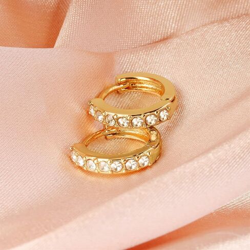 18K Gold Plated Brass Hoop Earrings With Cubic Zirconia Dainty Huggie Earrings for Women in Saudi Arabia