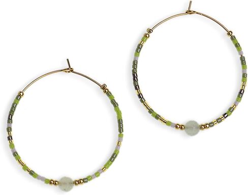 Handmade Boho Beaded Gold Hoop Earrings for Women Girls, Statement Colorful Mixed Bohemian Stone Beads Circle Hoops Cartilage Hypoallergenic Prom Holiday Jewelry Gift in Saudi Arabia