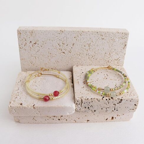 Handmade Boho Beaded Gold Hoop Earrings for Women Girls, Statement Colorful Mixed Bohemian Stone Beads Circle Hoops Cartilage Hypoallergenic Prom Holiday Jewelry Gift in Saudi Arabia