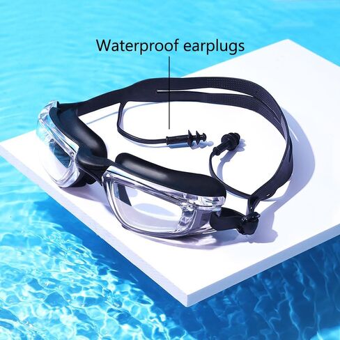 نظارات السباحة، نظارات سباحة مانعة للتسرب مع سدادة الأذن حماية كاملة ضد الضباب للرجال والنساء والشباب in Kuwait