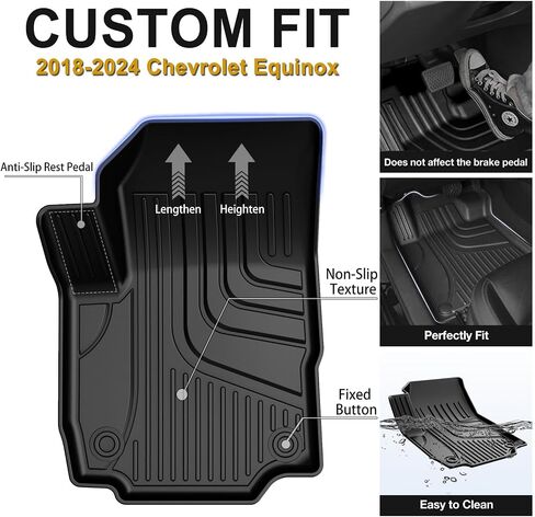 AOMSAZTO Floor Mats Compatible with 2018-2024 Chevrolet Equinox, Custom Fit Chevy Equinox Floor Liners 1st & 2nd Row All-Weather Protection, Black. in Kuwait