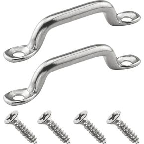 Footman Loop 2pcs 70mm 316 Stainless Steel Bimini Top Strap Pad Eye Footman Loop with Screws