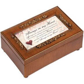 Cottage Garden Always in My Heart Woodgrain Embossed Rose Petite Music Box Plays Wind Beneath My Wings