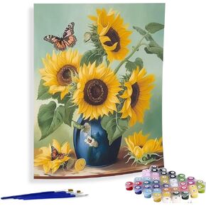 Paint by Numbers for Adults Flower, DIY Oil Painting Sunflower Acrylic Paint by Number Kits for Kids Adults Beginner for Home Wall Decor 16x20 inch