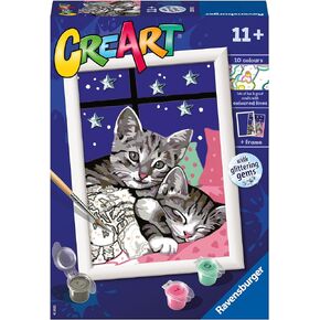 Ravensburger Sleepy Kitties Paint by Numbers Kit for Kids - 20213 - Painting Arts and Crafts for Ages 11 and Up