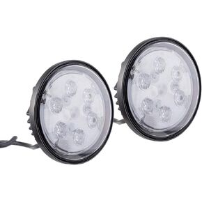 ضوء عمل تحويل LED دائري فائق السطوع PAR36 مقاس 4.5 بوصة، شعاع شبه منحرف أبيض طبيعي 5300 ك للجرار، توصيل واستخدام محطتين، مقاوم للتآكل/الاهتزاز مقاوم للماء، لمسة نهائية فضية، عبوتان