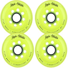 Labeda Addiction Inline Roller Hockey Skate Wheels Set of 4 (Yellow, 76mm)