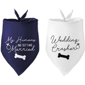 2 Pack Wedding Crasher My Humans are Getting Married Dog Bandana Bridal Shower Gift Maid of Honor Wedding Dog Bandana Wedding Engagement Photo Prop Accessories for Dog Lovers Owner Gift