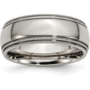 The Black Bow 8mm Titanium Polished Double Milgrain Standard Fit Band
