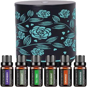 Iron Rose Essential Oil Diffuser, Aromatherapy Diffuser, Ultrasonic Aromatherapy Diffuser with Auto-Off Function Timer for Home Office Bedroom (400ml-WYK)