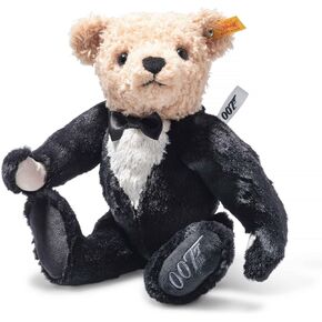 Steiff James Bond Teddy Bear, Officially Licensed Stuffed Animal Plush Collectible, Gift for James Bond Fans, 5-Way Jointed & Posable (Brown, Black, & White, 12")