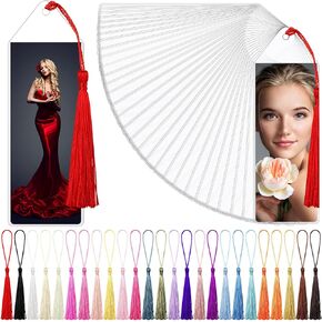 Zonon Bookmark Sleeves Clear with Tassels 2 x 4.8 Inches Plastic Bookmark Covers Photo Booth Strip Frames Blank Vinyl Bookmark Sleeves with Hole for Students Reading Graduation(100 Pieces)