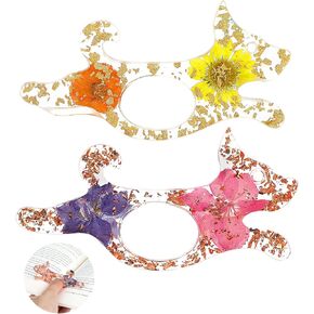TIESOME 2 Pcs Cute Puppy Resin Book Page Holder, Dried Flower Thumb Bookmarks Transparent Floral Ring Page Holder Book Opener Reading Book Accessories for Book Lovers Gift Readers Teacher Bookworm