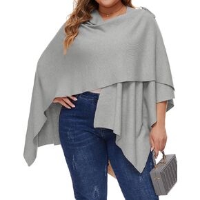 PULI Women Elegant Plus Size Shawl Wrap Oversize Button Closure Cross Front Shawls Poncho