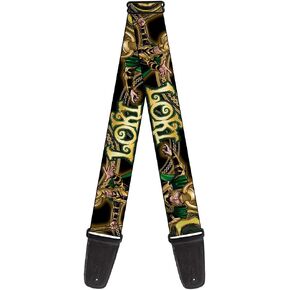 Buckle-Down Guitar Strap - LOKI Poses Black/Gold/Green - 2" Wide - 29-54" Length