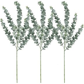 Supla 3 Pcs 35" Tall Eucalyputs Stems Eucalyputs Leaves Spray Artificial Eucalyptus Branches Real Touch Greenery Stems for Vase Bouquets Garland Flower Arrangements Table Centerpieces Decorations