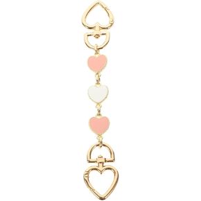 1Pc Purse Extender Chain Strap, Practical Handbag Extension Heart Shape Chain, Cute Purse Extender Strap Charms Replacement Accessory for Purse Handbag, Pink White