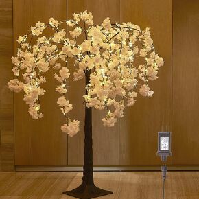 Cherry Blossom Tree with Lights Battery Operated or USB Powered with Timer, Lighted Bonsai Tree for Home Mantle Wedding Party Decoration Inside