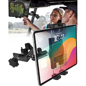 Golf Cart Tablet Holder, [Square Clip] Heavy Duty Golf Tablet Phone Mount for EZGO/Club Car/Yamaha, 360° Rotatable Golf Cart Pole Stand Clamp for iPad Pro 11 12.9, Galaxy Tab, 4-13'' Devices