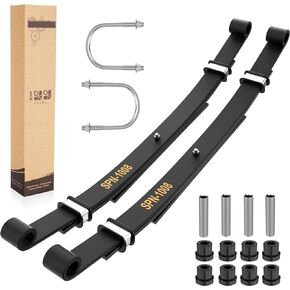 10L0L Golf Cart Rear Leaf Springs for Club Car DS 1981-UP Gas & Electric Models, Heavy Duty 3-Leaf Spring Set with Bushings Sleeves and U Bolt Kit