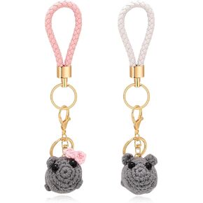 حزينة الهامستر ميمي الصداقة المفاتيح الكروشيه أفخم حزينة الهامستر ميمي مع القوس حلقات المفاتيح سلاسل حقيبة سحر Kawaii فتاة الهامستر الهدايا اليدوية ديكور in Kuwait