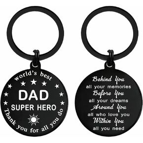 Dad is My Hero Gifts, Worlds Best Dad Birthday Gifts, Greatest Father's Day Keychain for Superman Dad, Black Superhero Father Key Chain, Thank You Dad Present